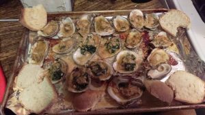 My version of Baked Broiled Grilled Cheesy Buttery Oysters New Orleans Style