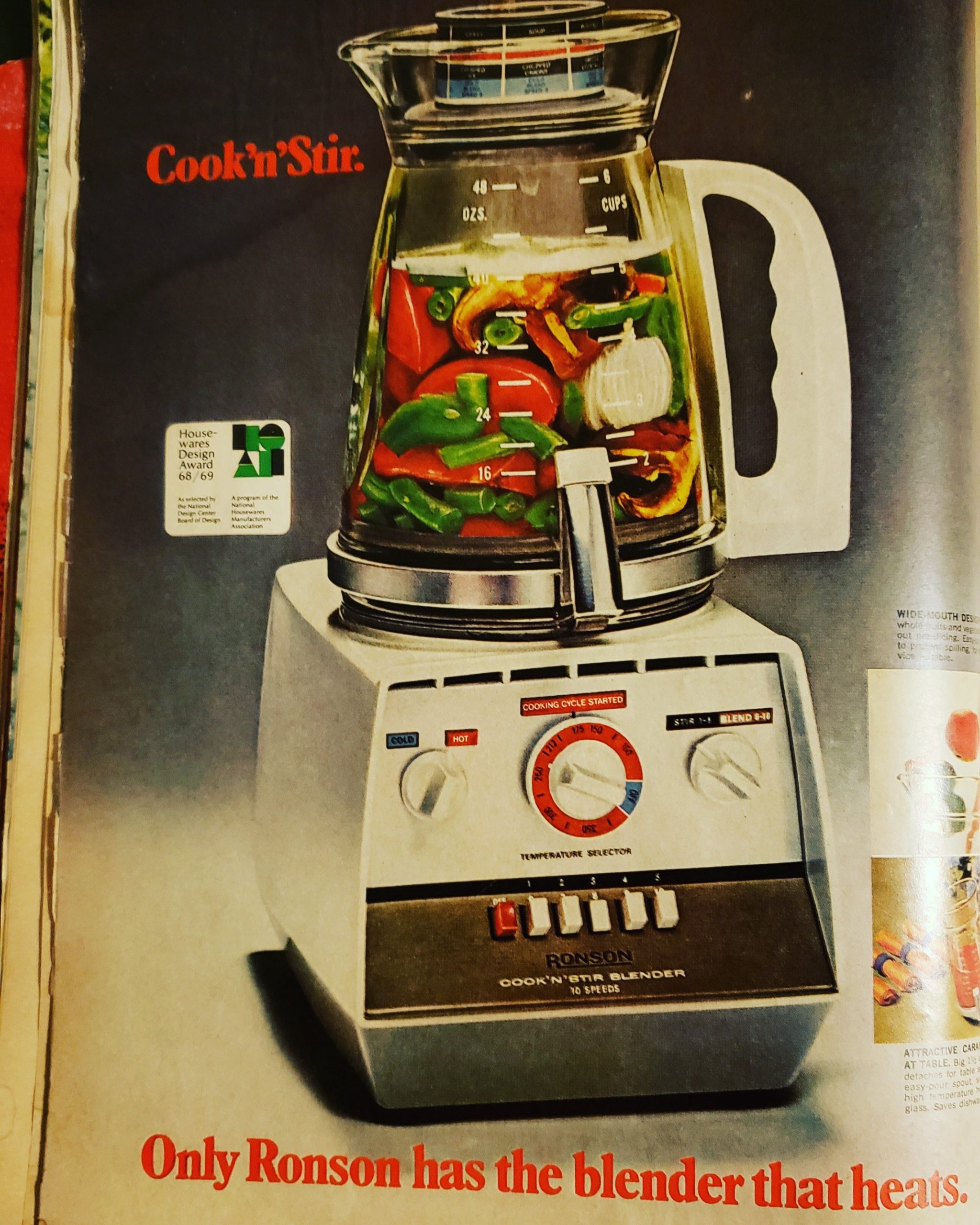 Old blender ad from 1968 Time.  You cook in the blender!