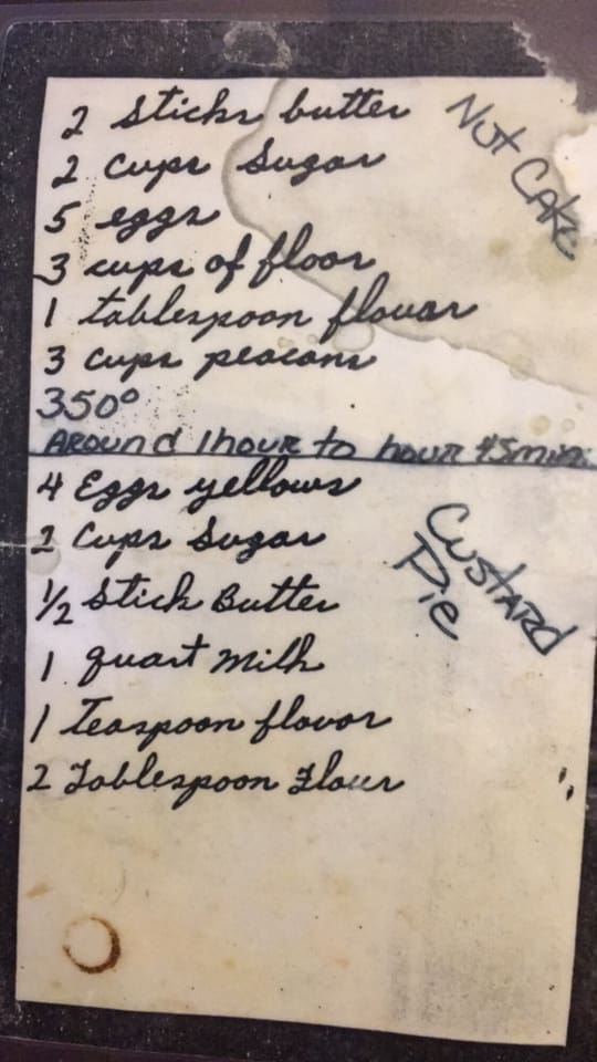 My Uncle John Tyler’s Nut Cake & Custard Pie Recipe’s