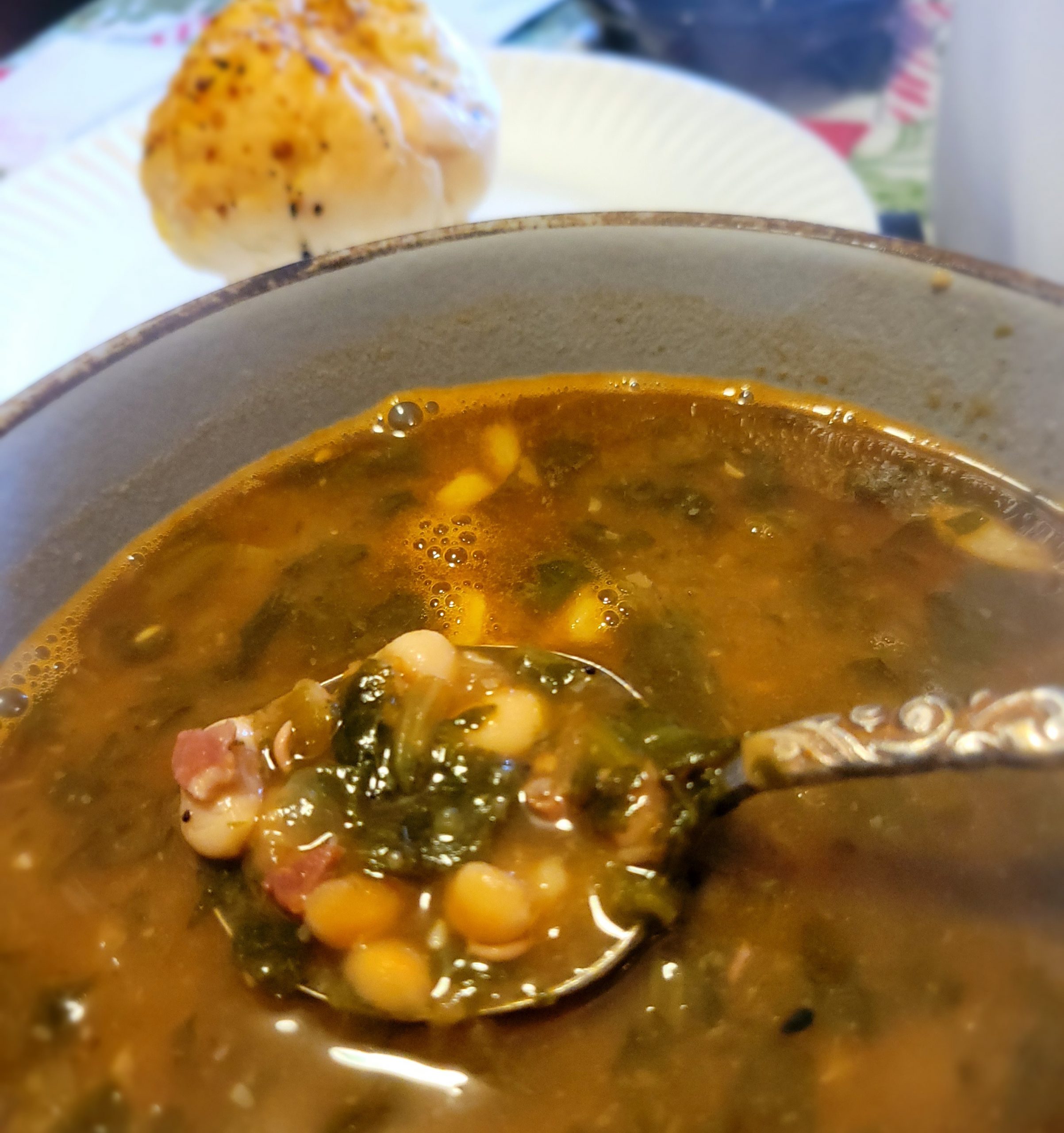 White bean, spinach & ham soup for Winter storm Jasper 2022